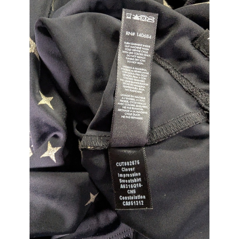 Koral Clover Impression Sweatshirt Black Gold Star Constellation Crop Hoodie S - Picture 5 of 8